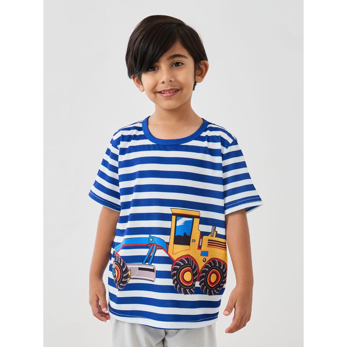 Styli Graphic Print Round Neck T-Shirt and Shorts Set-boys-clothing-setsandcoords-image-2