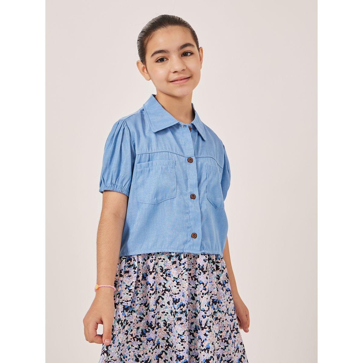 Styli All-Over Print Strappy Dress with Plain Jacket-girls-clothing-setsandcoords-image-2