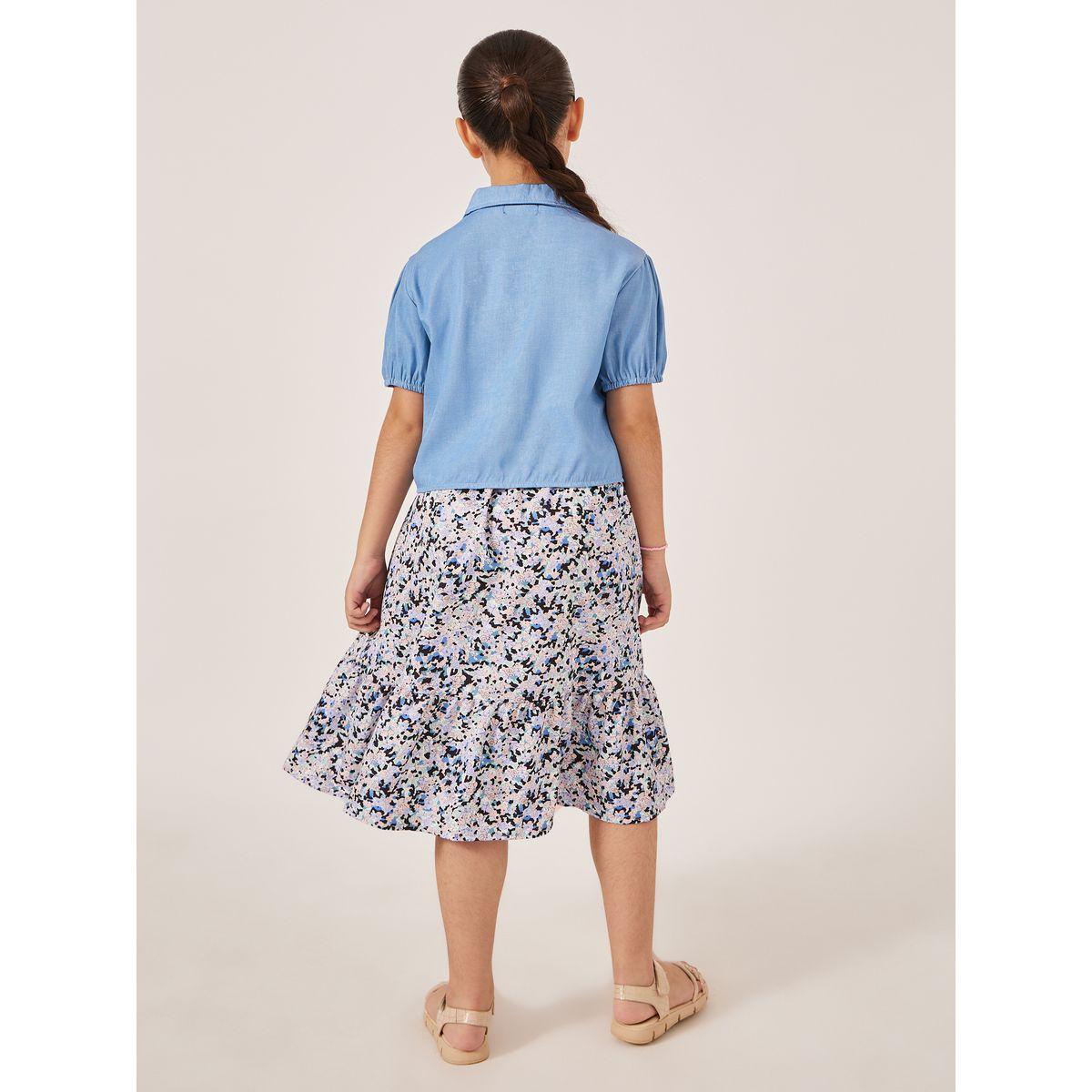 Styli All-Over Print Strappy Dress with Plain Jacket-girls-clothing-setsandcoords-image-5