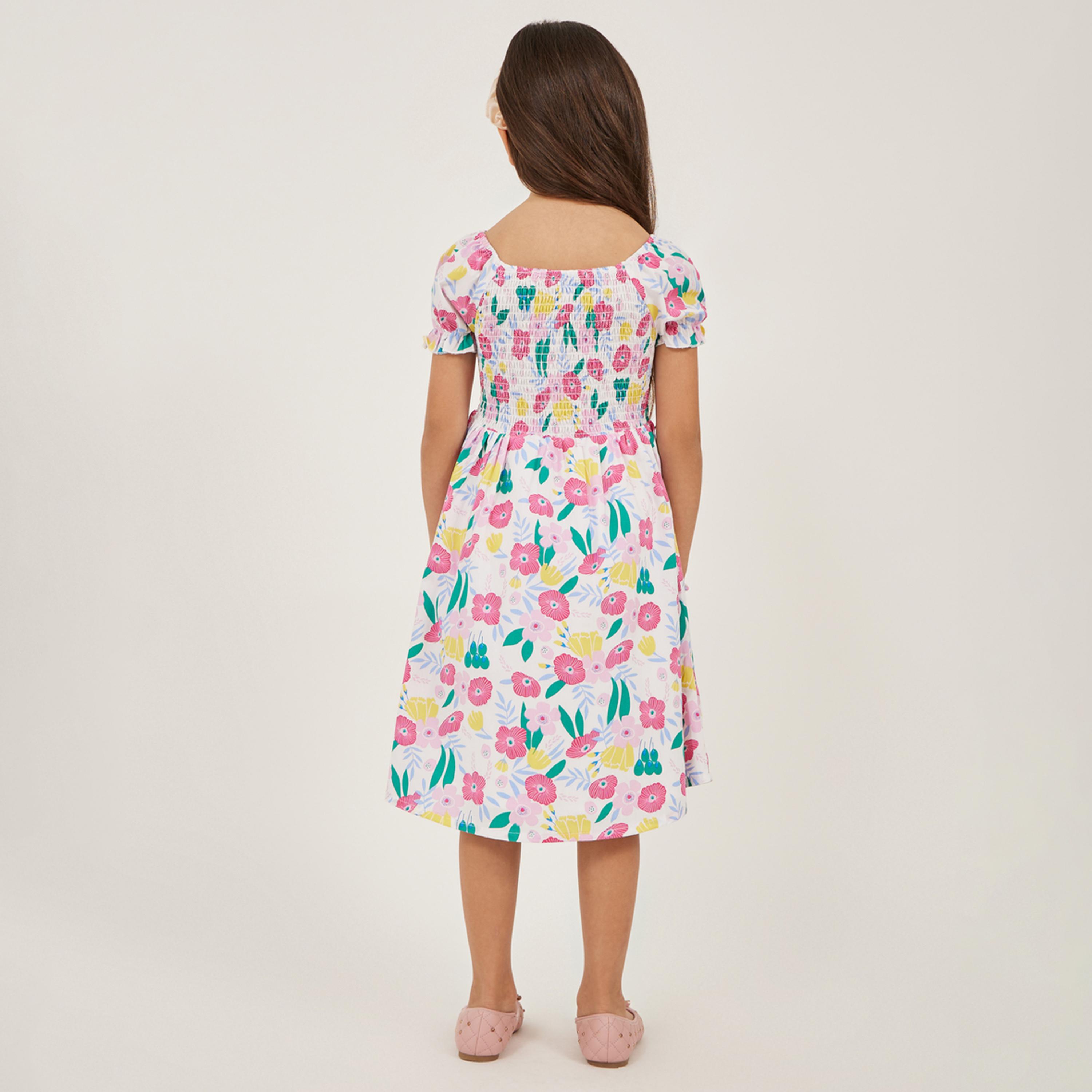 ستايلي - فستان منسوج للبنات الصغار بطبعة زهور كاملة-girls-clothing-dressesandjumpsuits-image-4