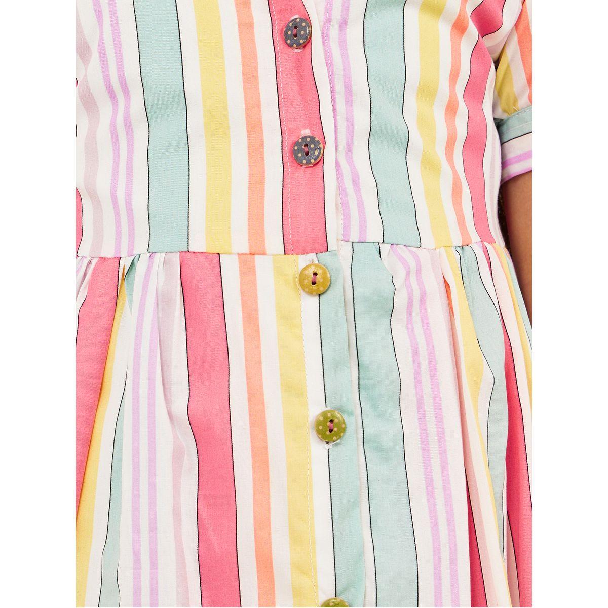 Styli Striped Puff Sleeves Button Front Dress-girls-clothing-dressesandjumpsuits-image-3