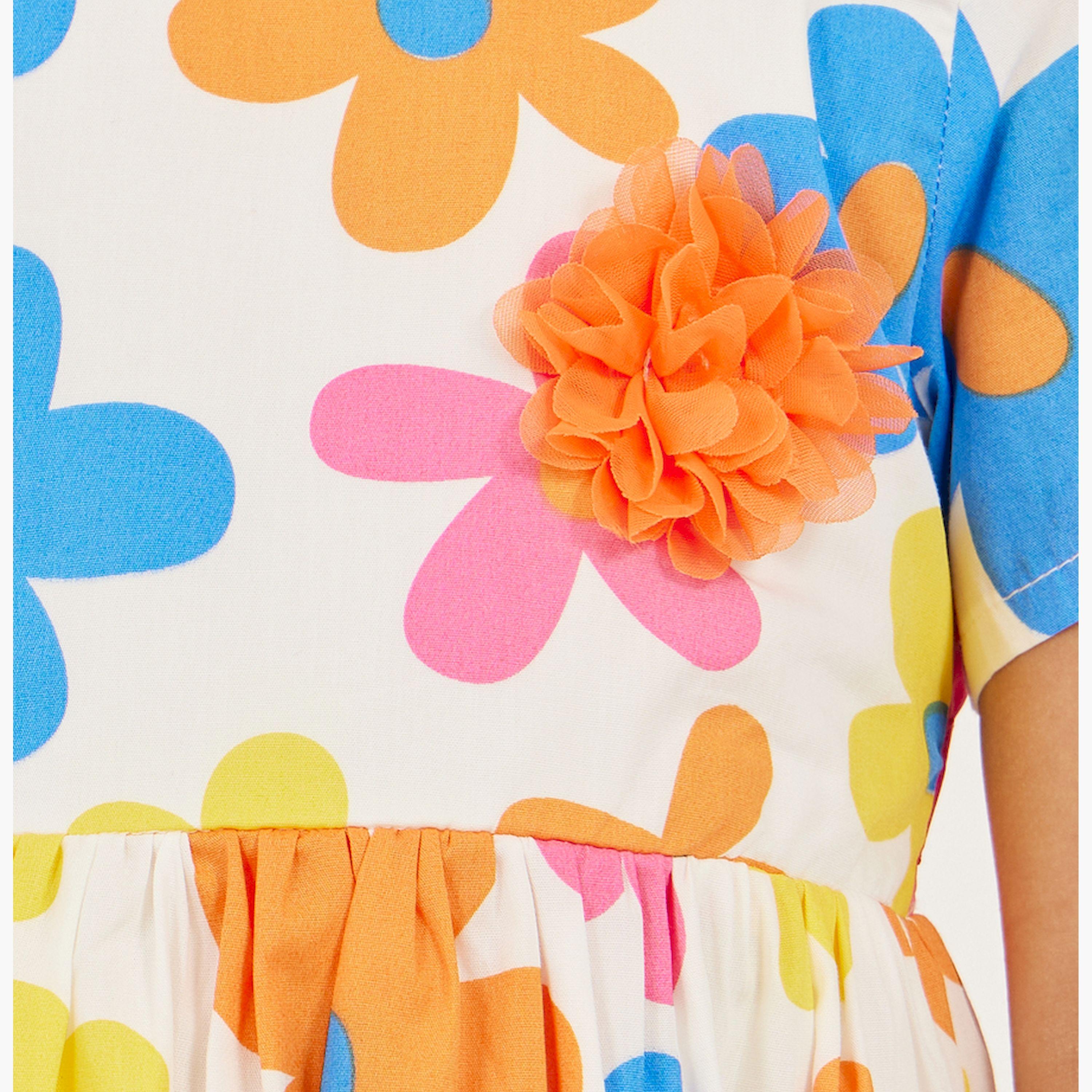 Styli Toddler Girls Floral AOP Woven Dress-girls-clothing-dressesandjumpsuits-image-3