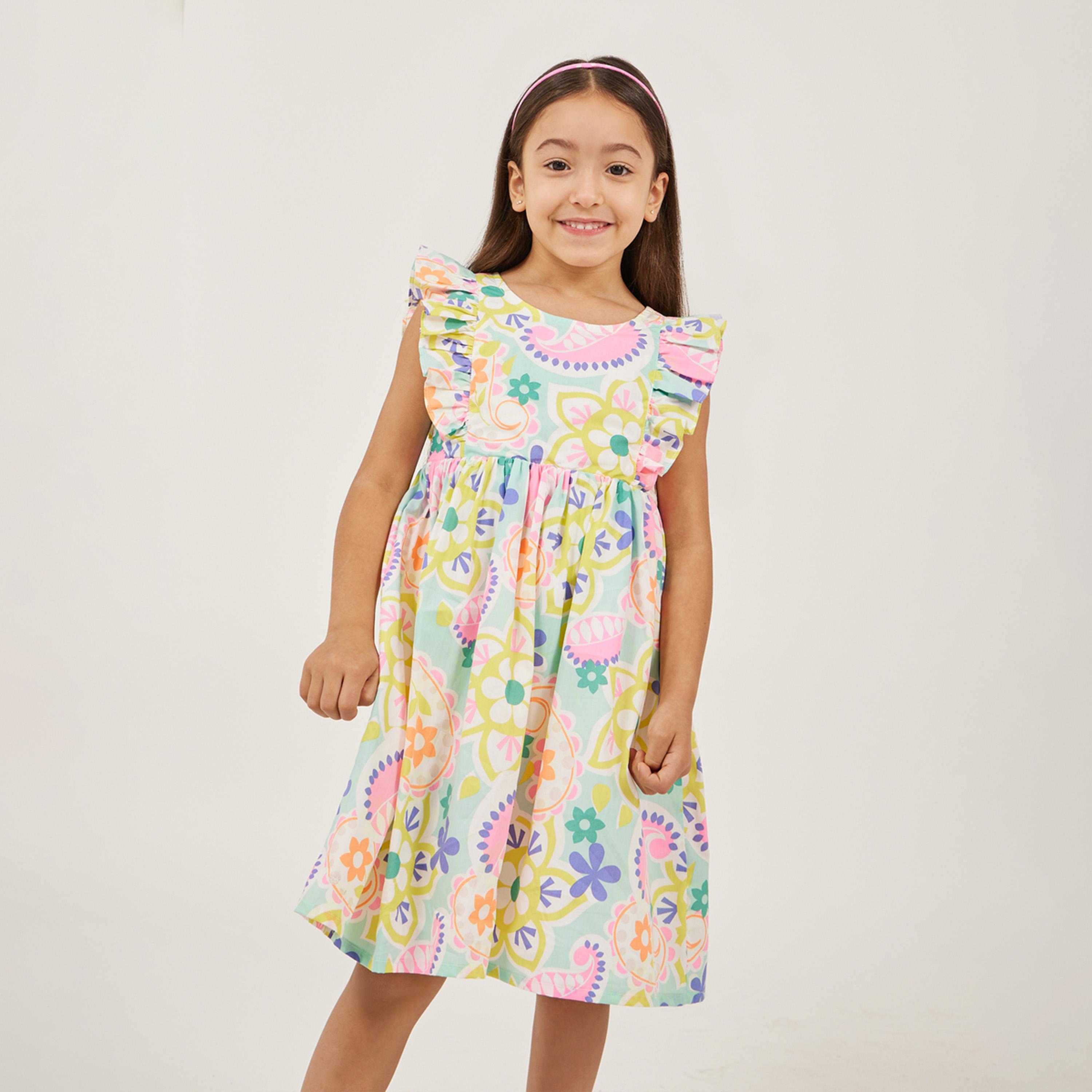 Styli Toddler Girls Printed Dress With Frill-girls-clothing-dressesandjumpsuits-image-2