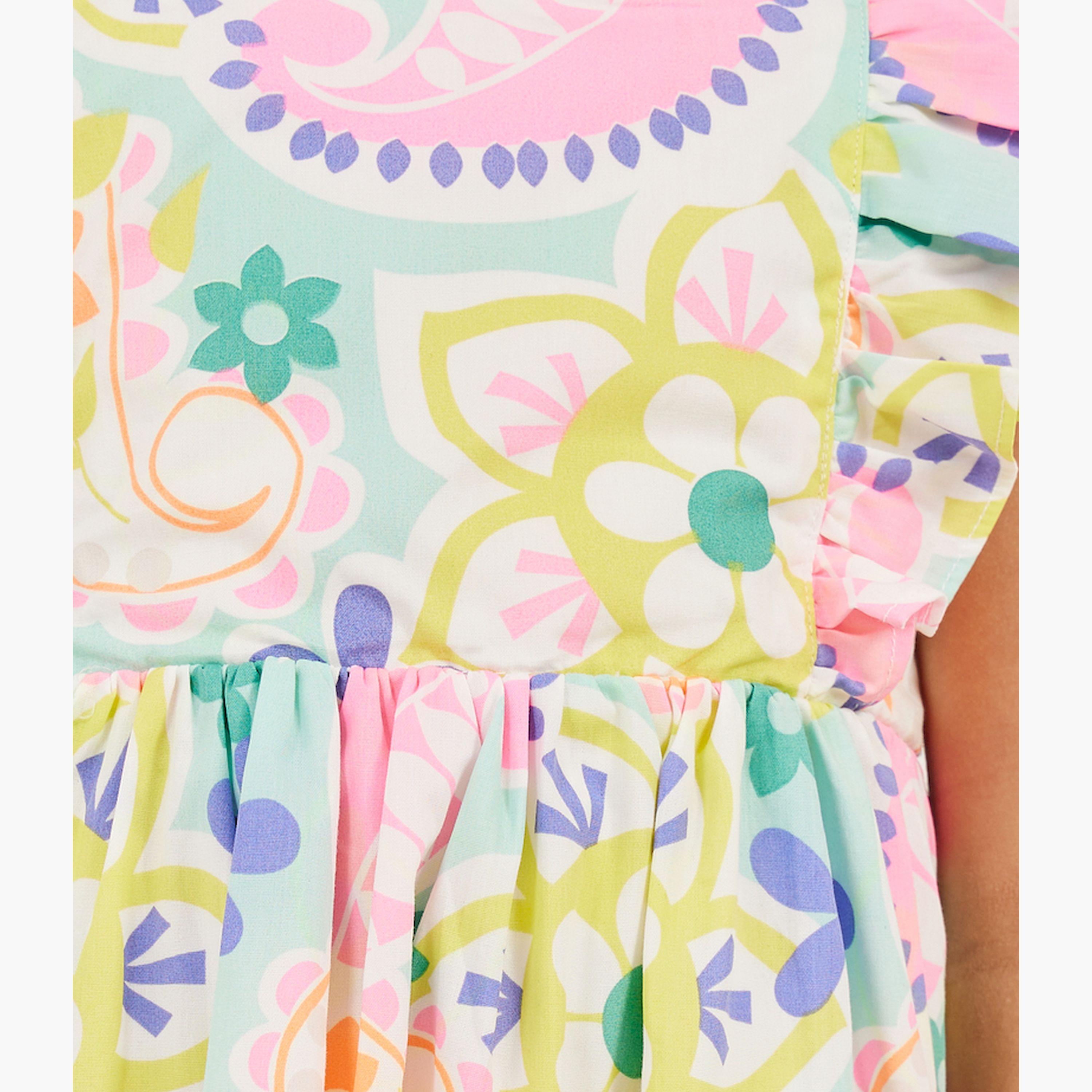 ستايلي - فستان مطبوع للبنات الصغار مع كشكشة-girls-clothing-dressesandjumpsuits-image-3