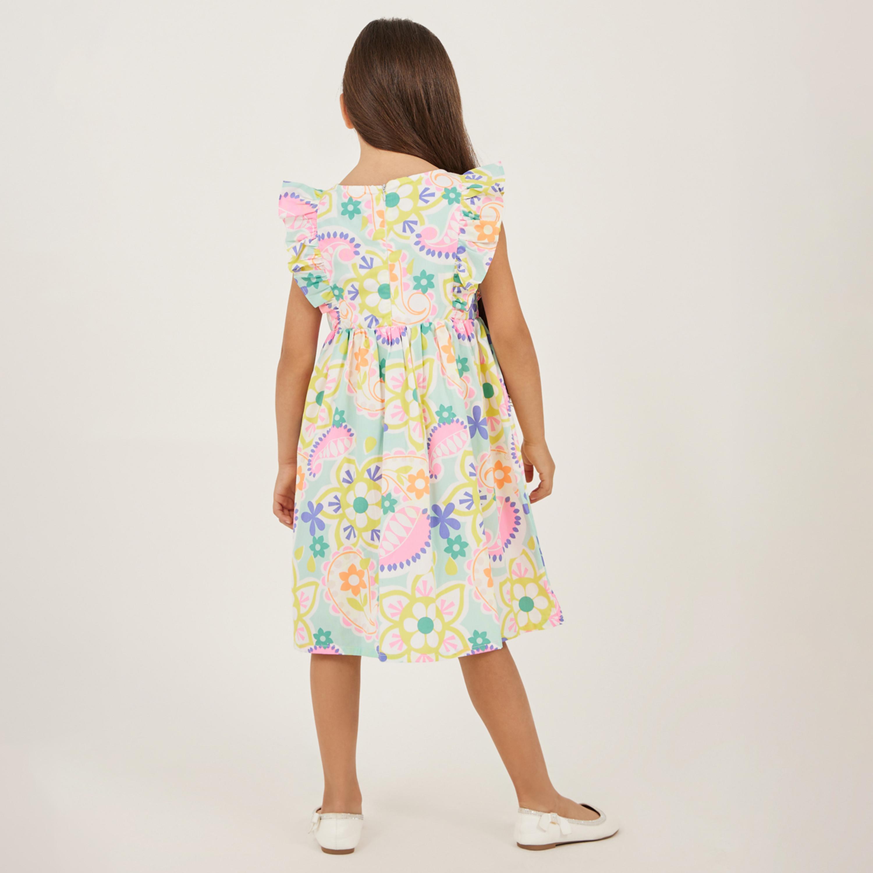 ستايلي - فستان مطبوع للبنات الصغار مع كشكشة-girls-clothing-dressesandjumpsuits-image-4