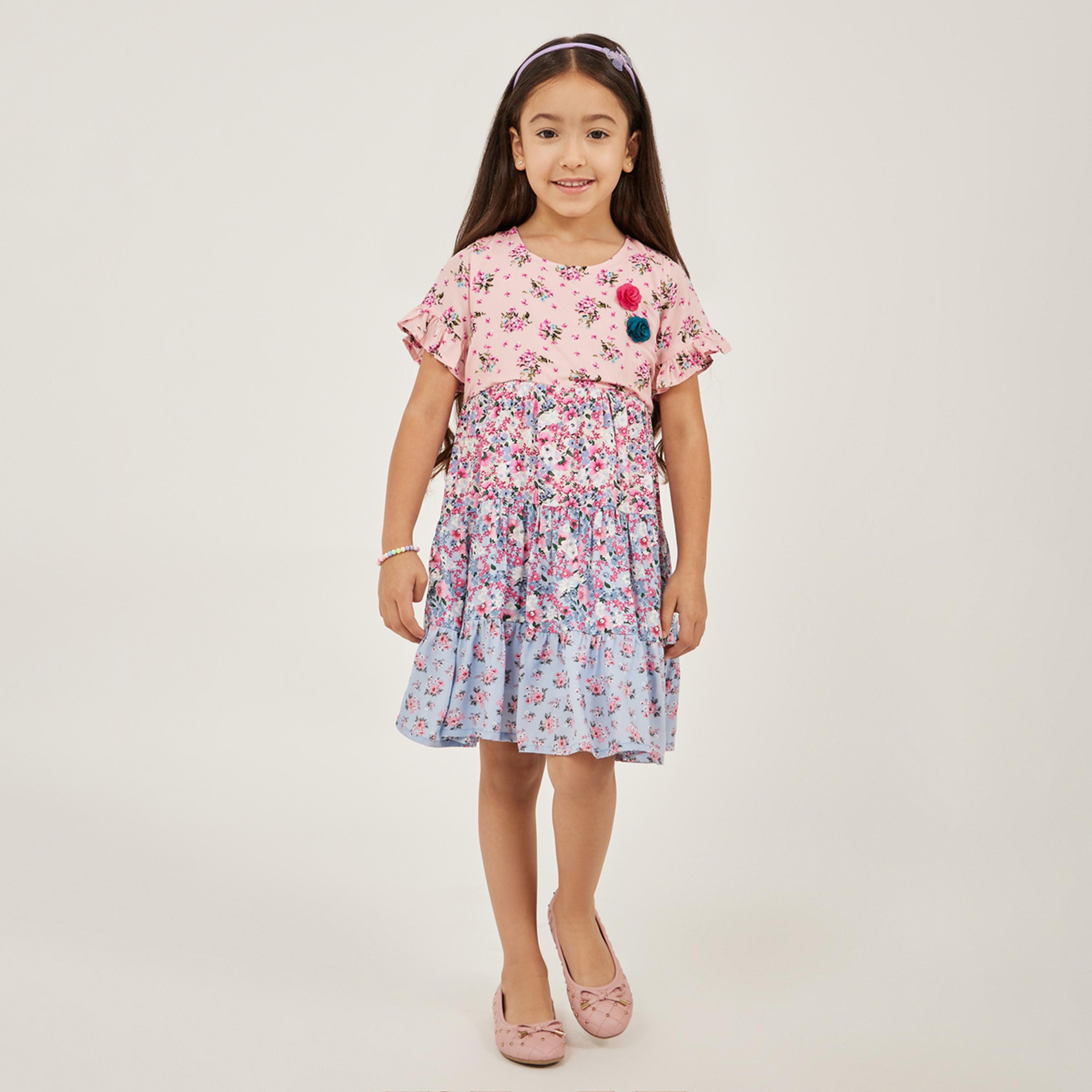 ستايلي - فستان مطبوع متعدد الطبقات للبنات الصغار-girls-clothing-dressesandjumpsuits-image-1