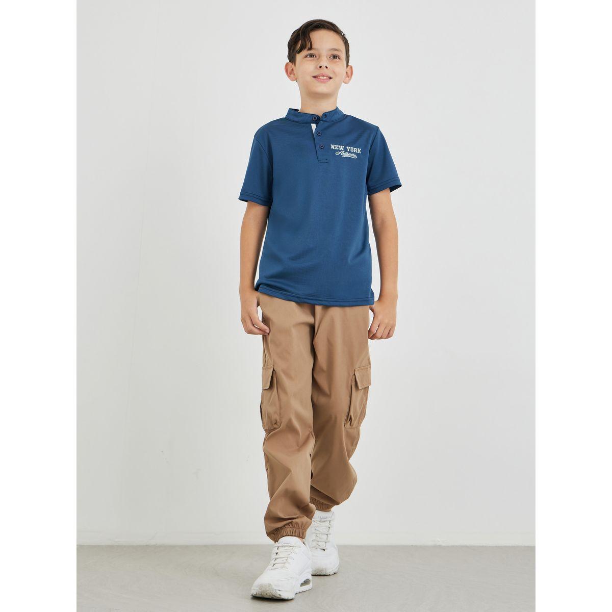 Styli Embroidered Mandarin Collar Short Sleeve T-Shirt-boys-clothing-tshirtsandpolos-image-2