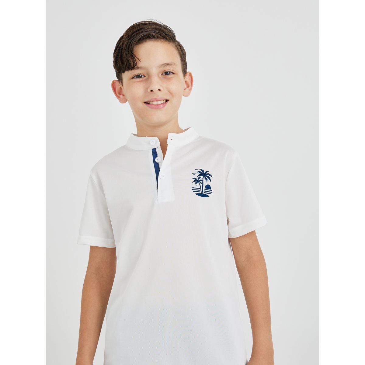 تيشيرت مُطرّز بياقة ماندارين مع أزرار غلق-boys-clothing-tshirtsandpolos-image-3