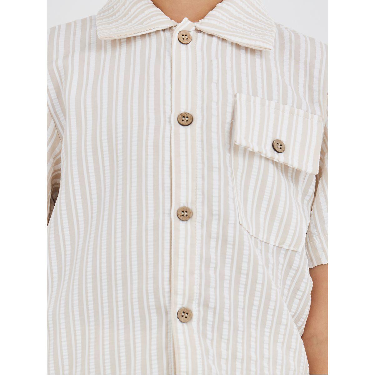 Styli Striped Collared Buttoned Shirt and Shorts Set-boys-clothing-setsandcoords-image-3