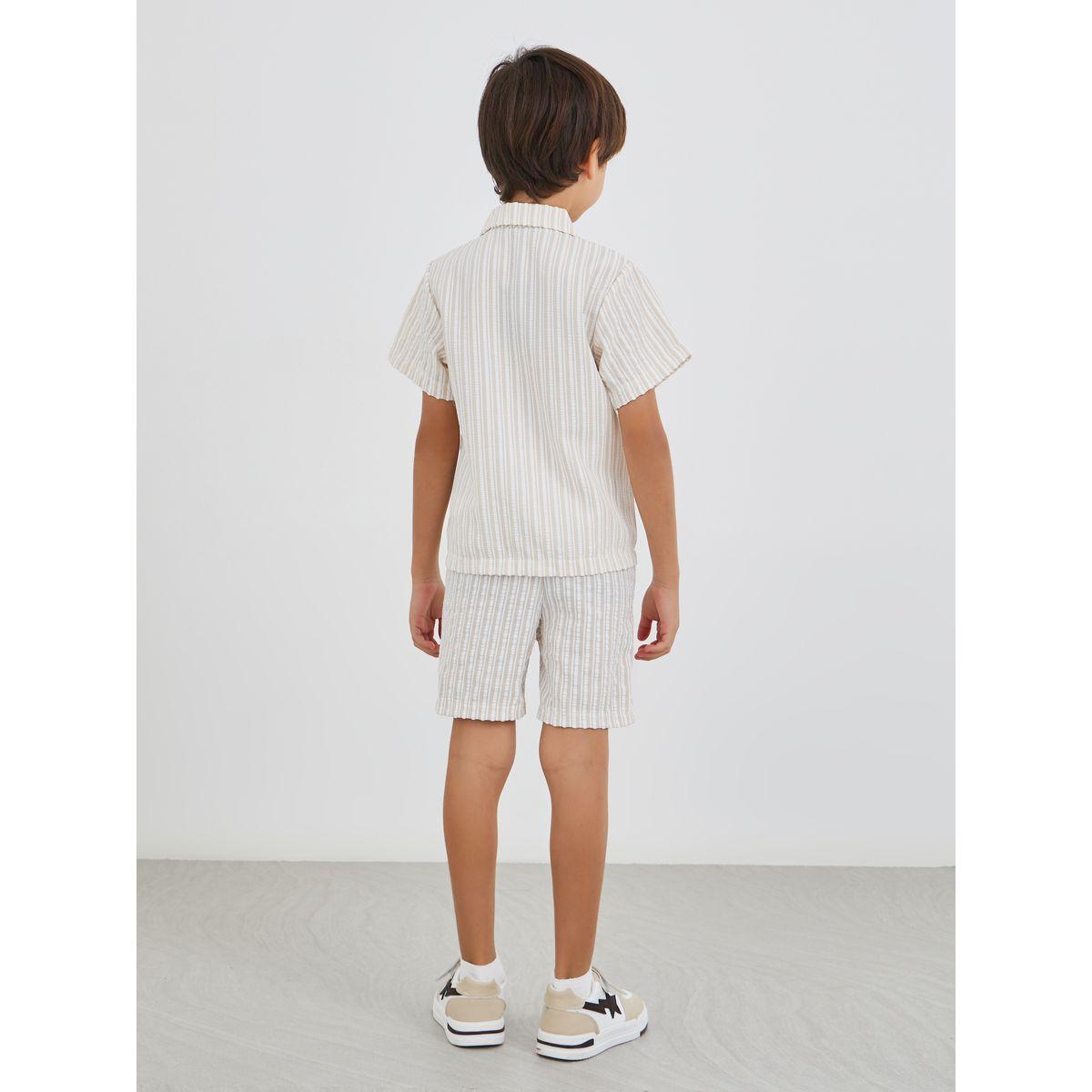 Styli Striped Collared Buttoned Shirt and Shorts Set-boys-clothing-setsandcoords-image-4
