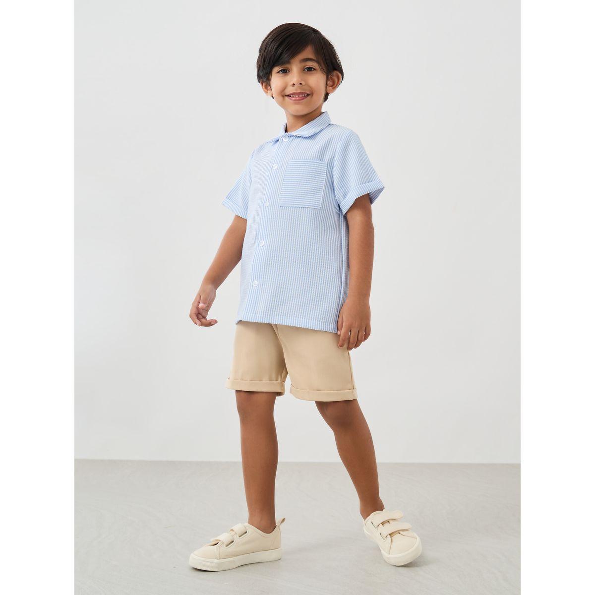 مجموعة من شورت وبلوزة بأكمام قصيرة وأزرار-boys-clothing-setsandcoords-image-1