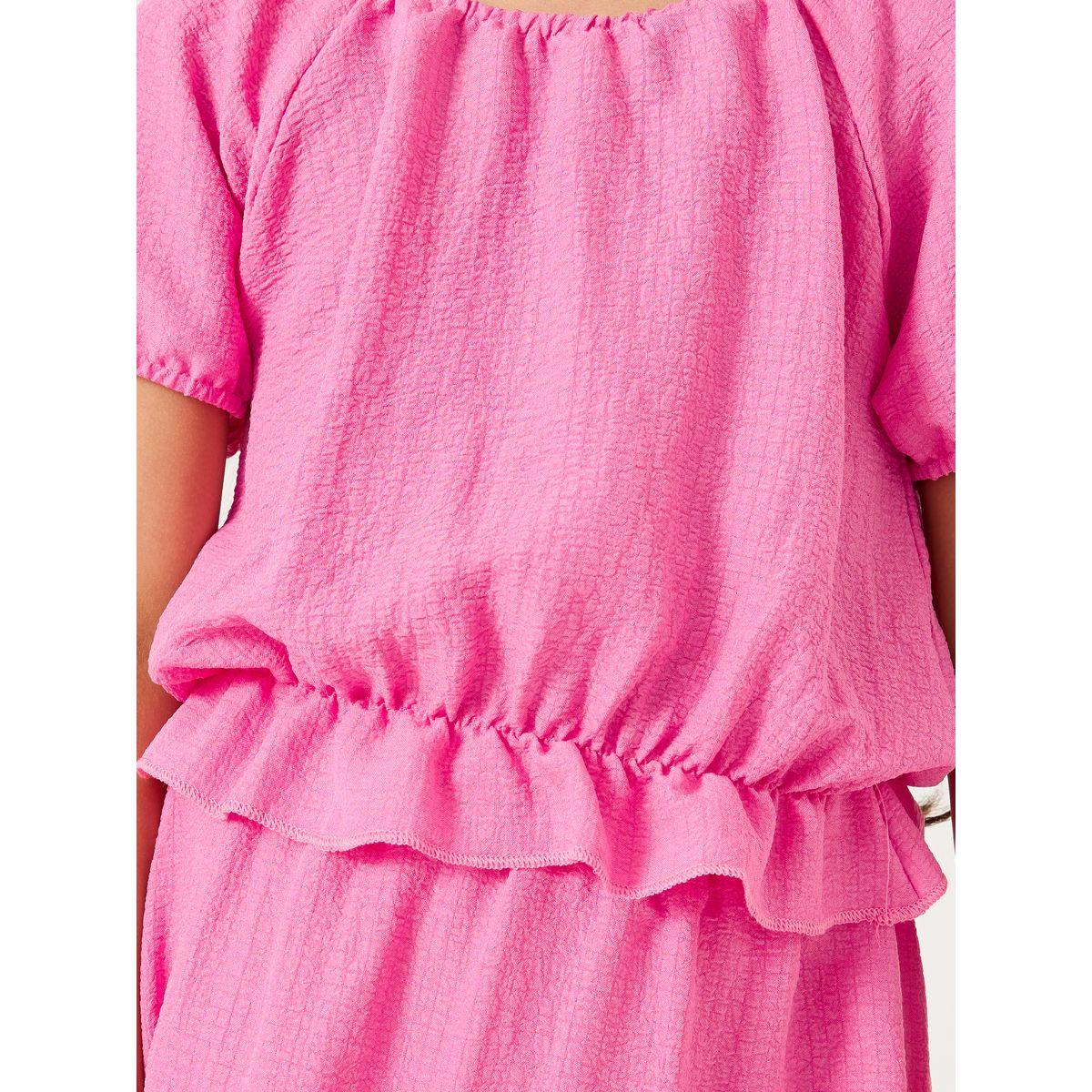 Styli Puff Sleeve Ruffled Hem Top with Skirt Set-girls-clothing-setsandcoords-image-3