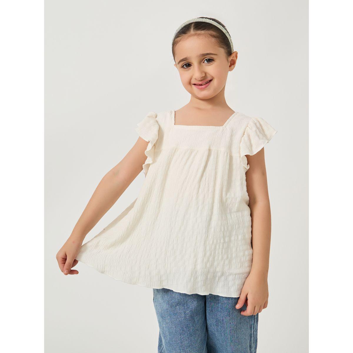 بلوزة بياقة واسعة وأكمام بكشكش-girls-clothing-blousesandshirts-image-1