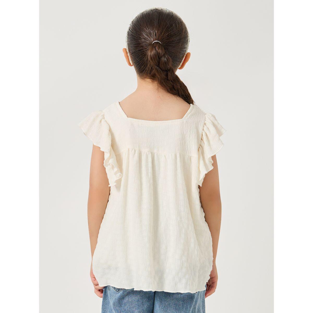 بلوزة بياقة واسعة وأكمام بكشكش-girls-clothing-blousesandshirts-image-4