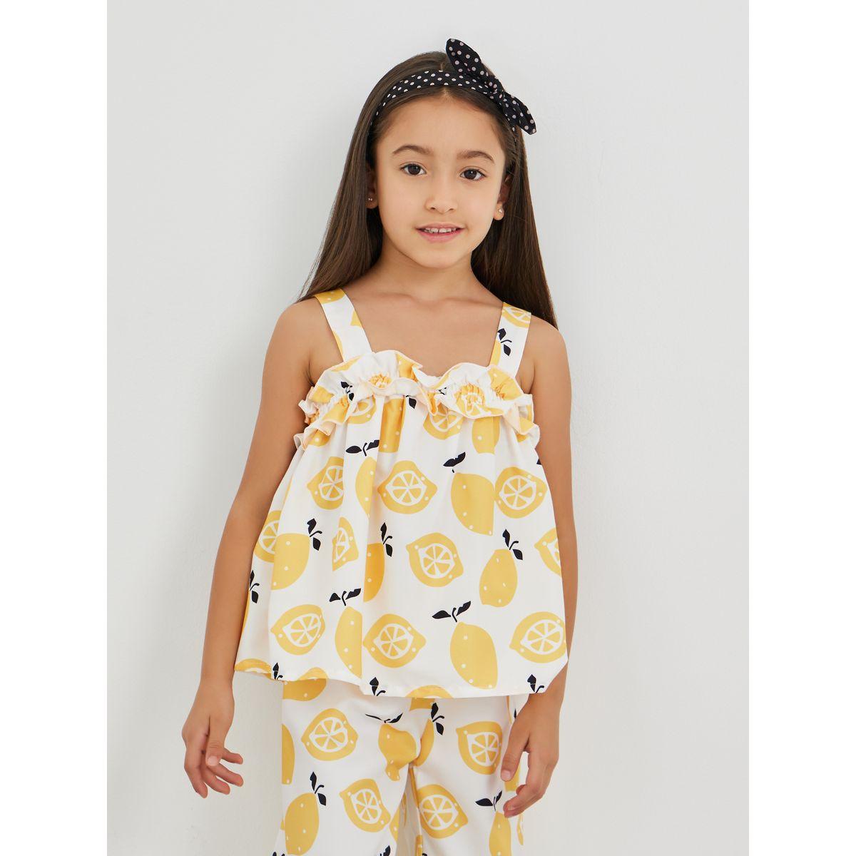 Styli Graphic Print Strappy Top and Pants Set-girls-clothing-setsandcoords-image-2