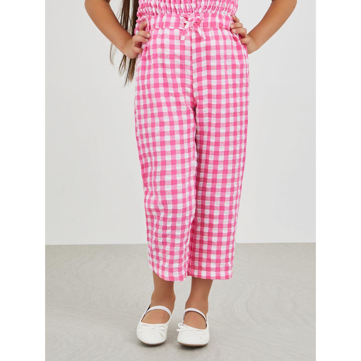 Styli Gingham Print Smocked Detail Top and Trousers Set-girls-clothing-setsandcoords-image-5