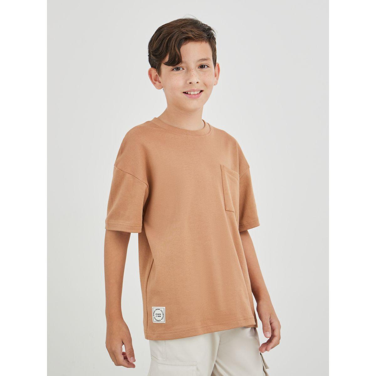 Styli Solid Oversized T-Shirt with Chest Pocket Detail-boys-clothing-tshirtsandpolos-image-1