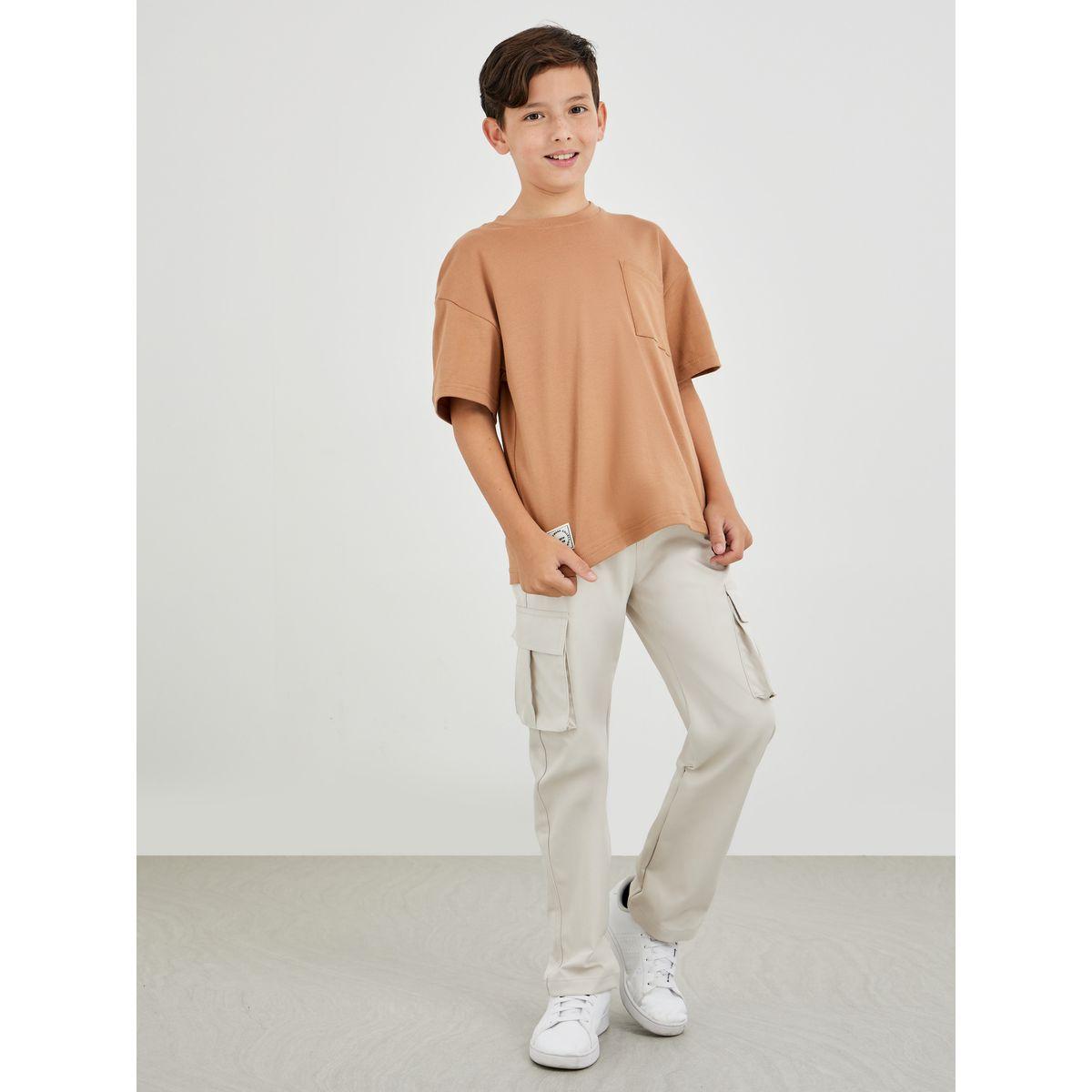 Styli Solid Oversized T-Shirt with Chest Pocket Detail-boys-clothing-tshirtsandpolos-image-2