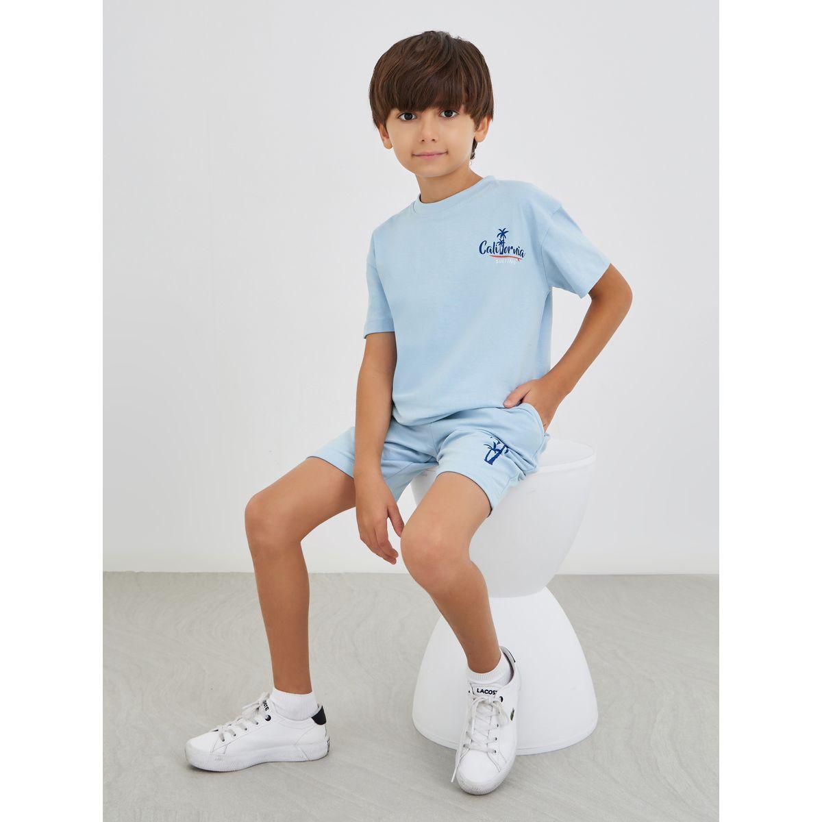 Styli Slogan Print Short Sleeve T-Shirt and Shorts Set-boys-clothing-setsandcoords-image-1