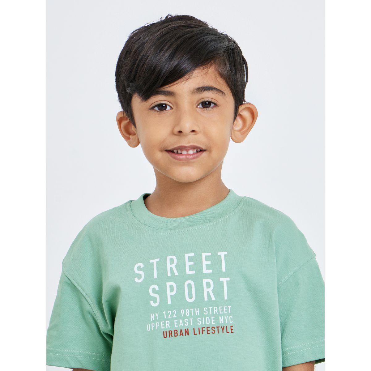 Styli Boys Green Slogan Oversized T-Shirt and Joggers Set-boys-clothing-setsandcoords-image-4