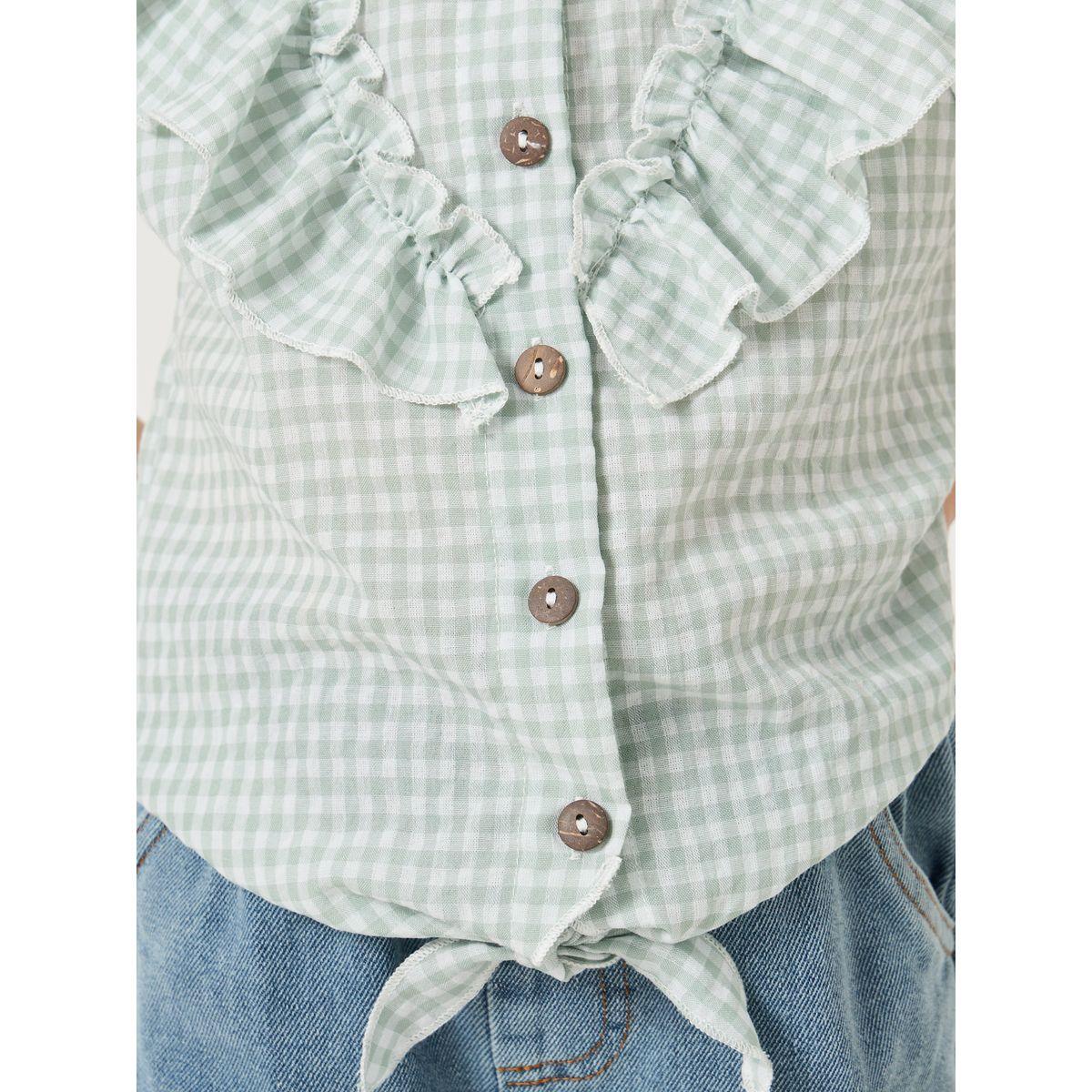 Styli Checked Ruffled Detail Buttoned Blouse-girls-clothing-blousesandshirts-image-3