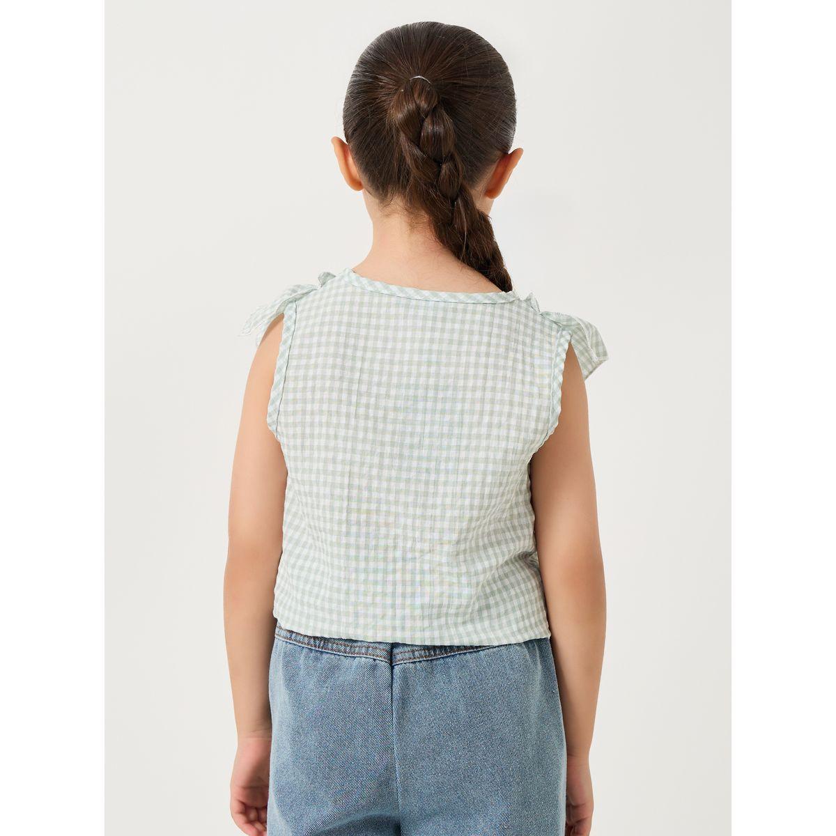 Styli Checked Ruffled Detail Buttoned Blouse-girls-clothing-blousesandshirts-image-4