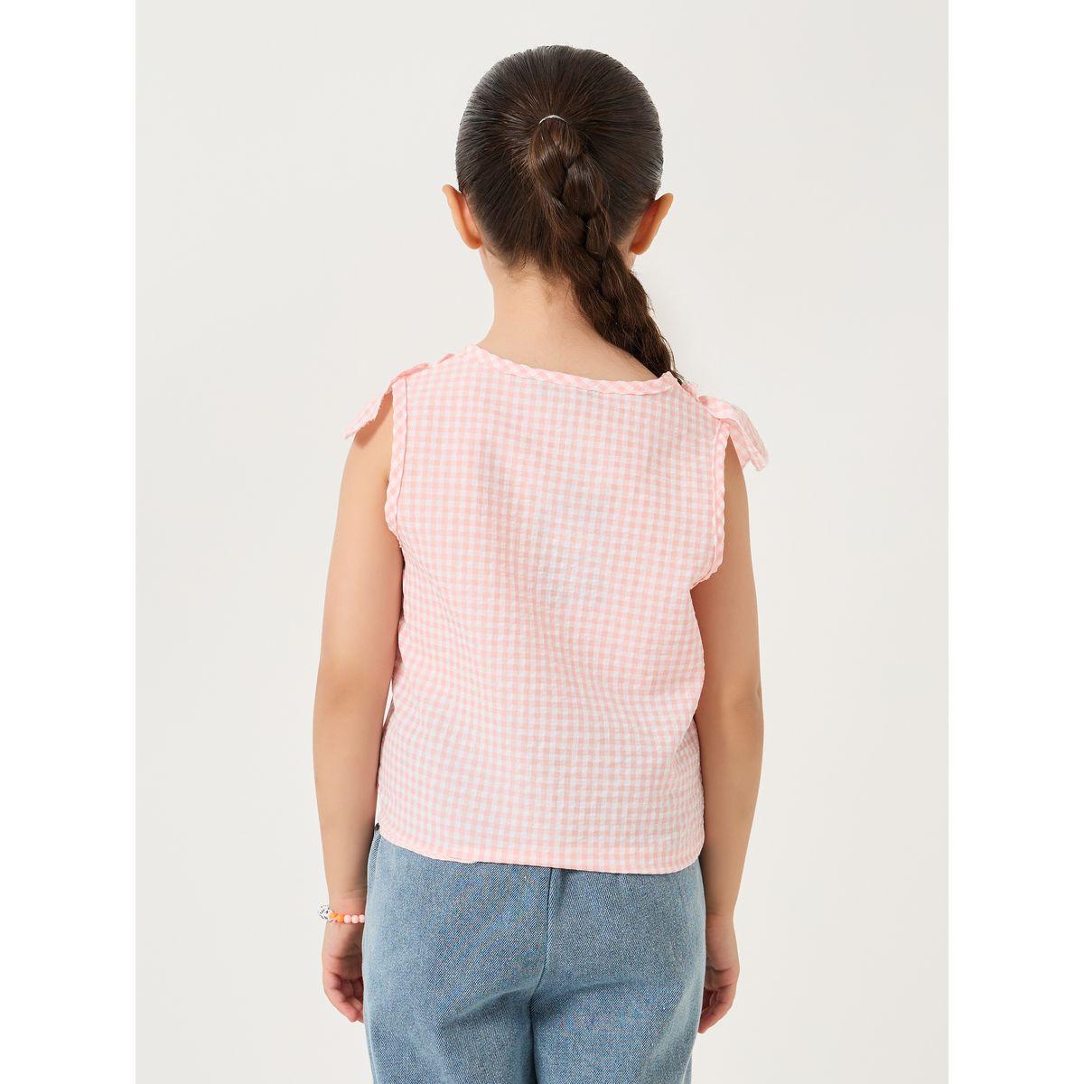 Styli Checked Ruffled Detail Buttoned Blouse-girls-clothing-blousesandshirts-image-4