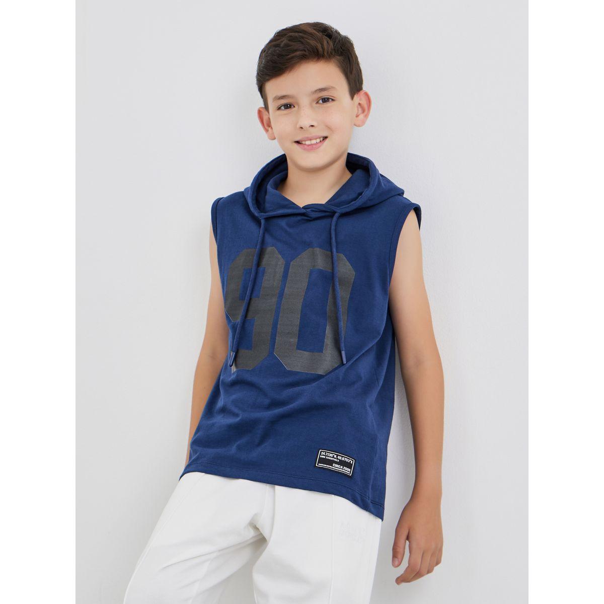 Styli Slogan Print Sleeveless Hooded T-Shirt-boys-clothing-tshirtsandpolos-image-1