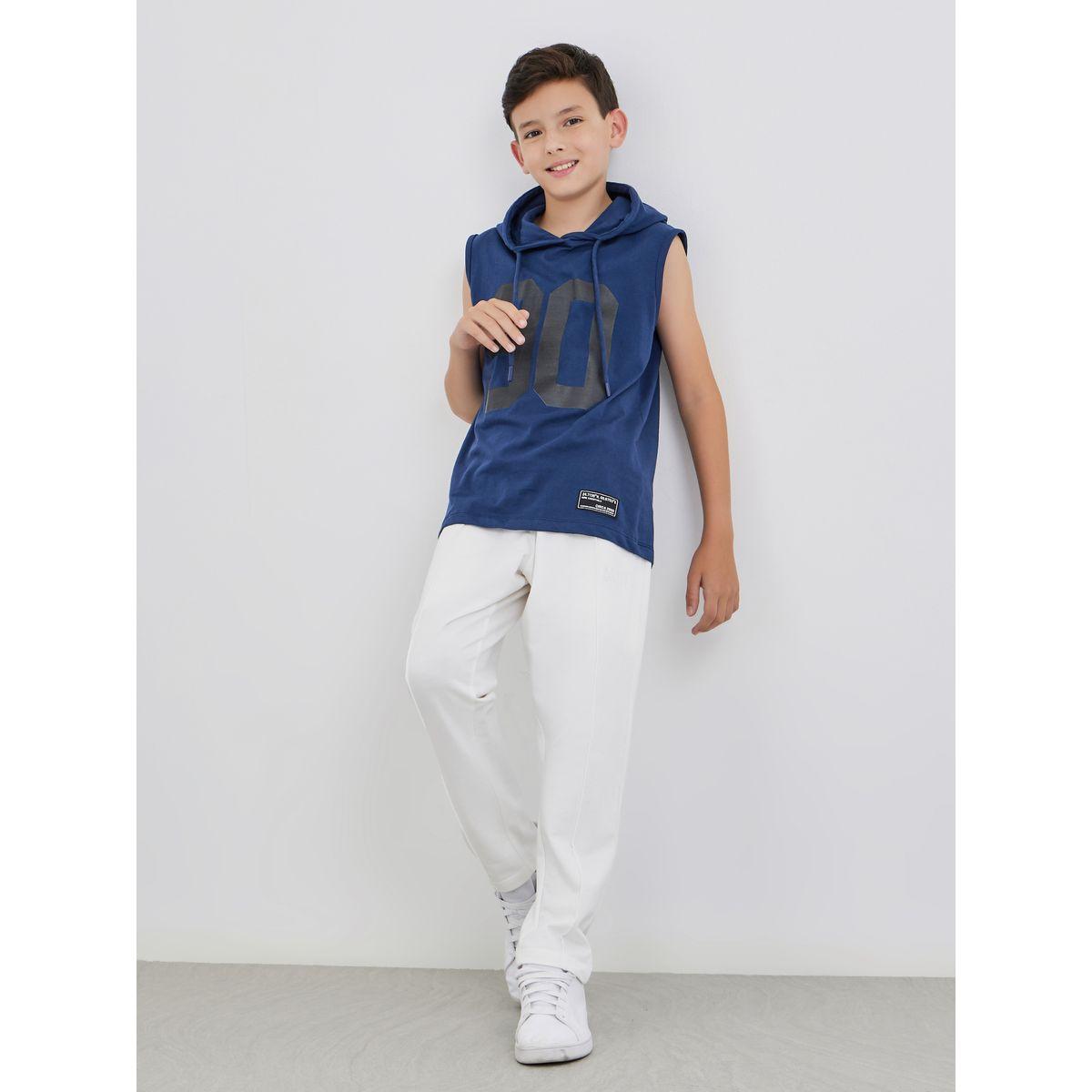 تيشيرت بطبعة كتابة وياقة هودي بدون أكمام-boys-clothing-tshirtsandpolos-image-2