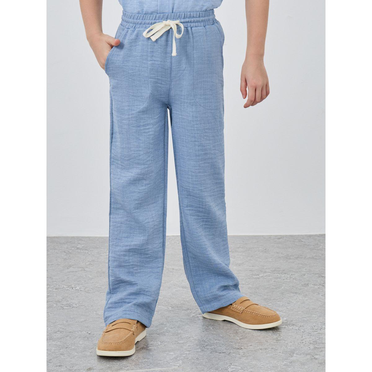 Styli Textured Regular Fit Pants with Drawstring-boys-clothing-bottoms-trousers-image-1