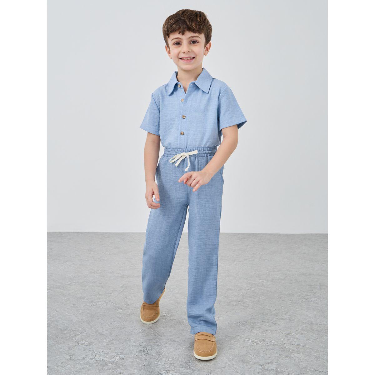 Styli Textured Regular Fit Pants with Drawstring-boys-clothing-bottoms-trousers-image-2