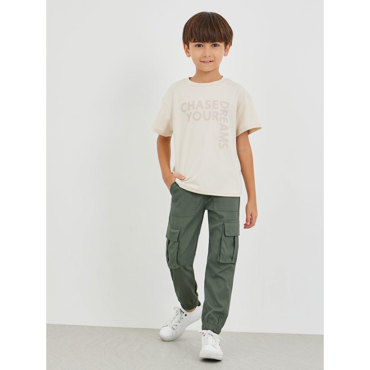 Styli Solid Cargo Pants with Drawstring-boys-clothing-bottoms-trousers-image-2
