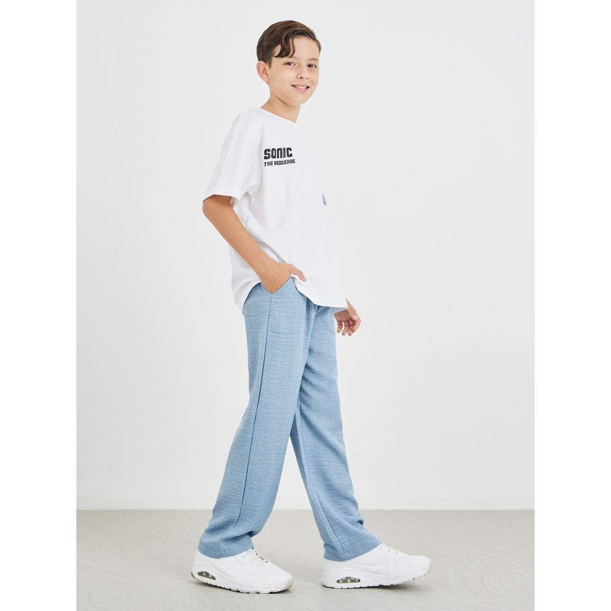Styli Regular Fit Linen Pants with Drawstring-boys-clothing-bottoms-trousers-image-2