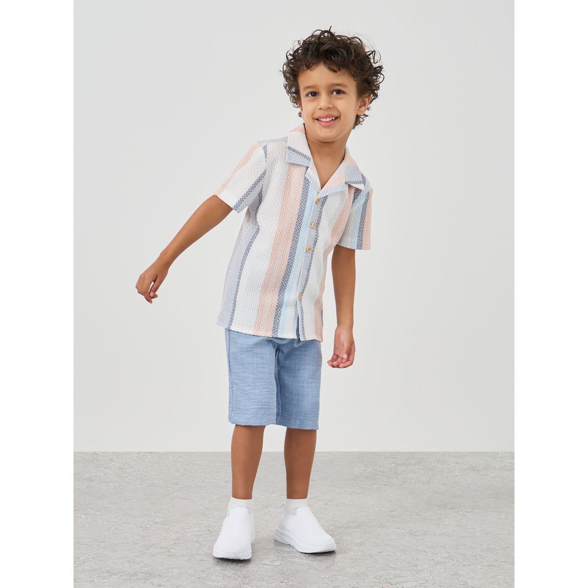 Styli Striped Buttoned Short Sleeve Shirt-boys-clothing-shirts-image-2