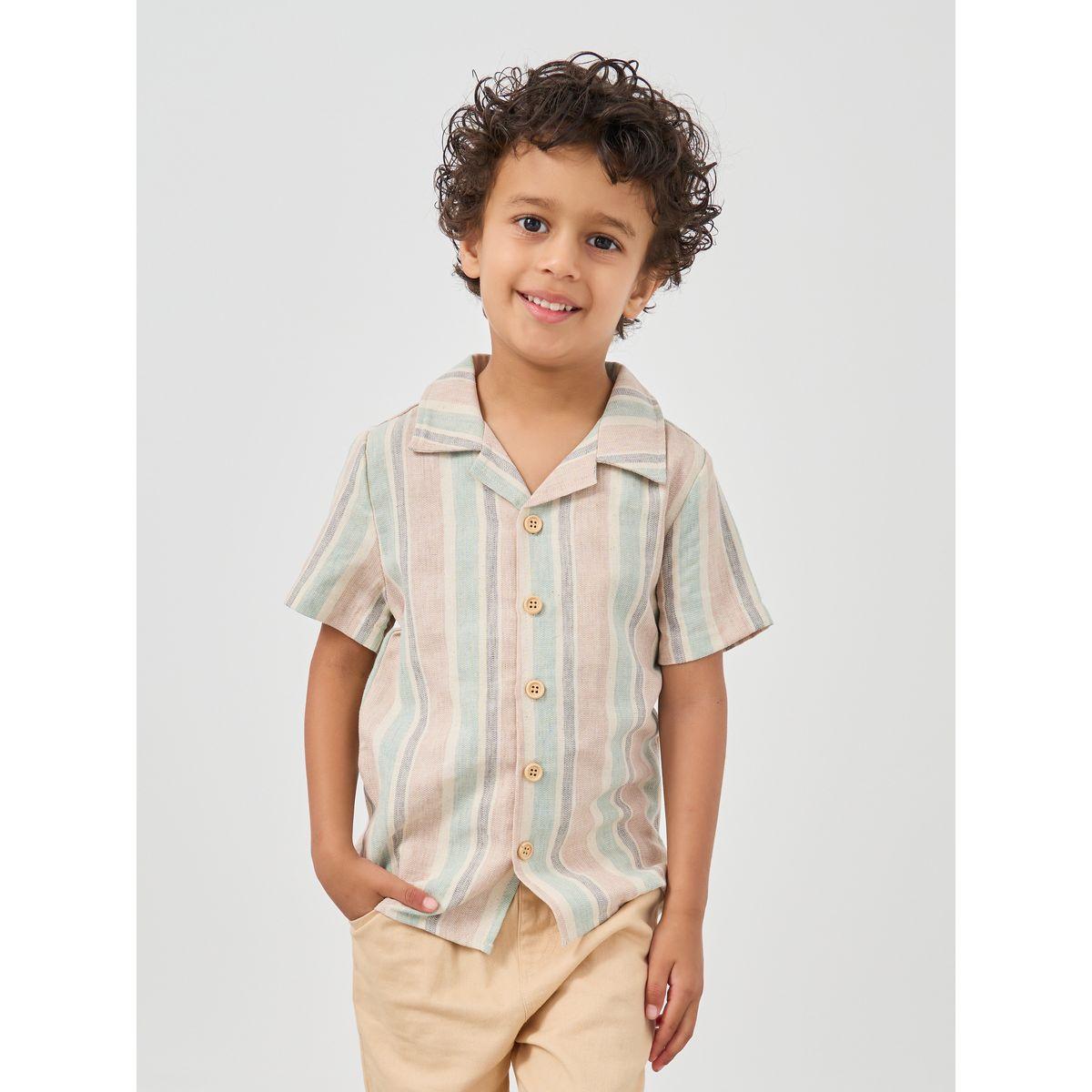 Styli Striped Buttoned Short Sleeve Shirt-boys-clothing-shirts-image-1