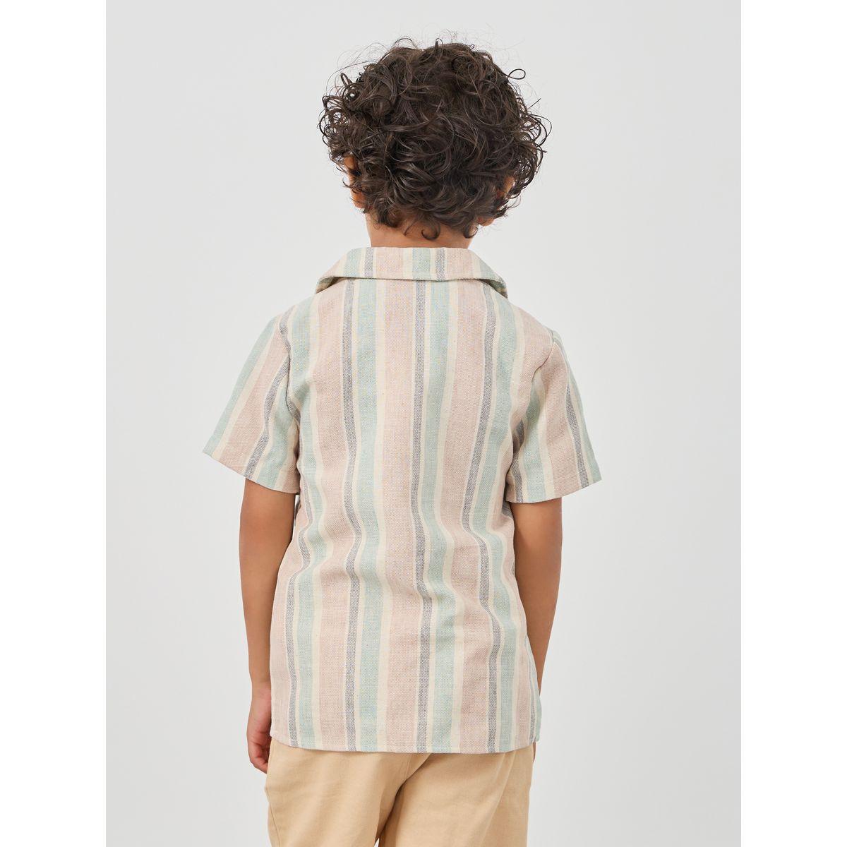 Styli Striped Buttoned Short Sleeve Shirt-boys-clothing-shirts-image-4