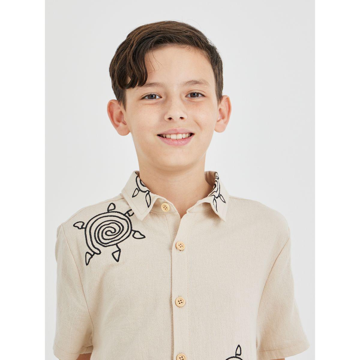 Styli Embroidered Collared Short Sleeve Shirt-boys-clothing-shirts-image-3
