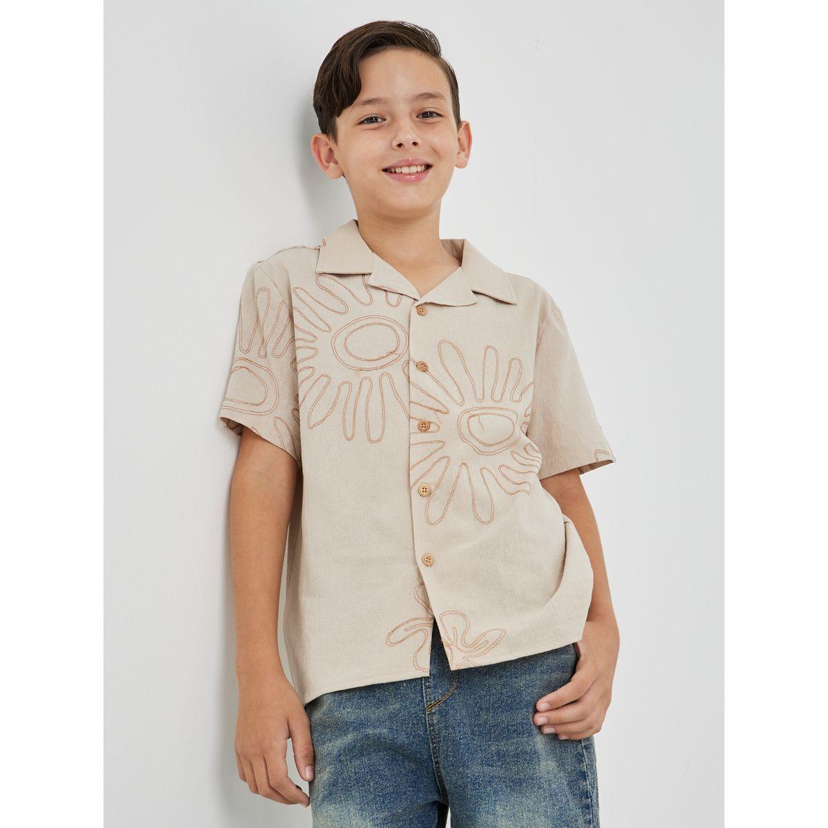 Styli Embroidered Resort Collar Short Sleeve Shirt-boys-clothing-shirts-image-1