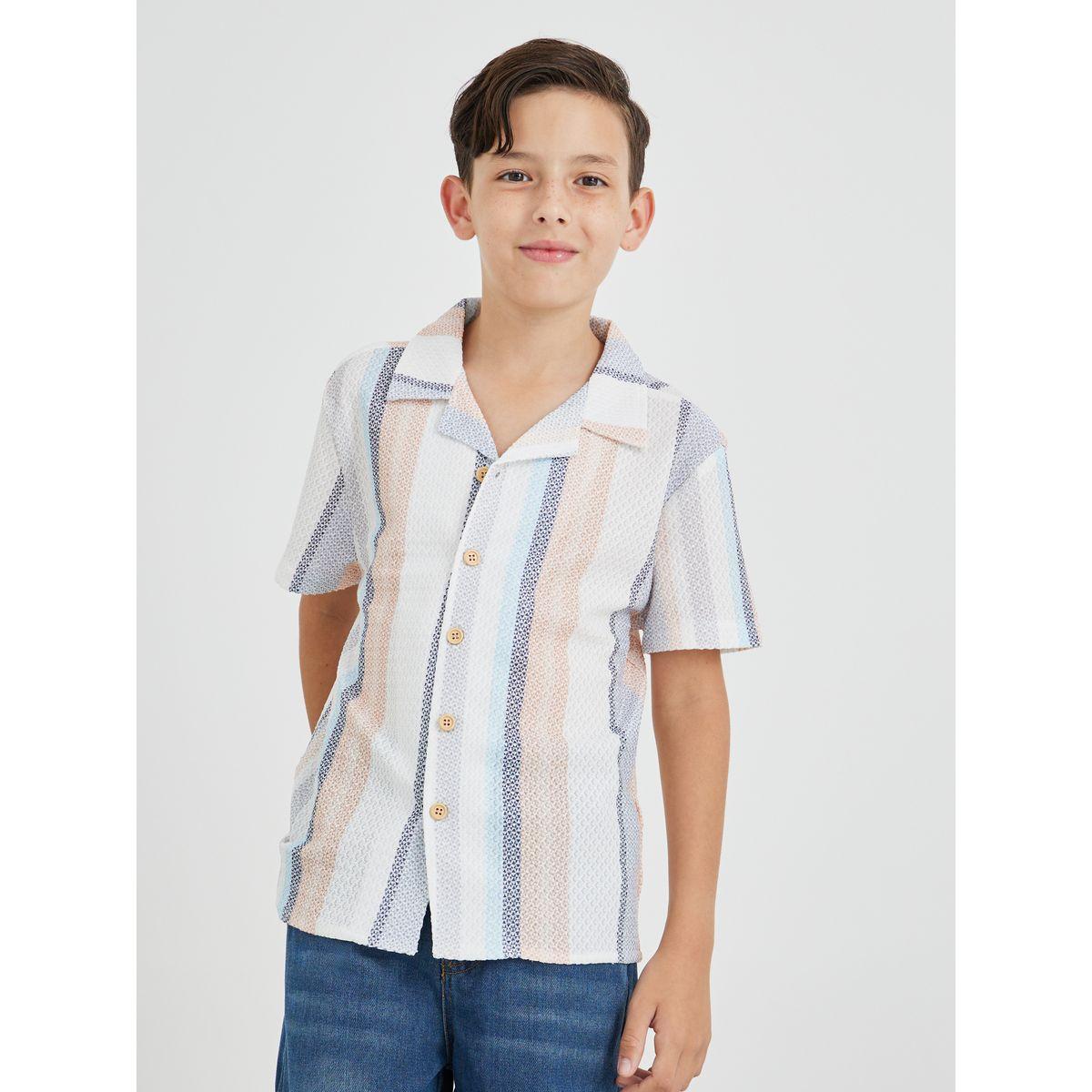 Styli Striped Buttoned Short Sleeve Shirt-boys-clothing-shirts-image-1