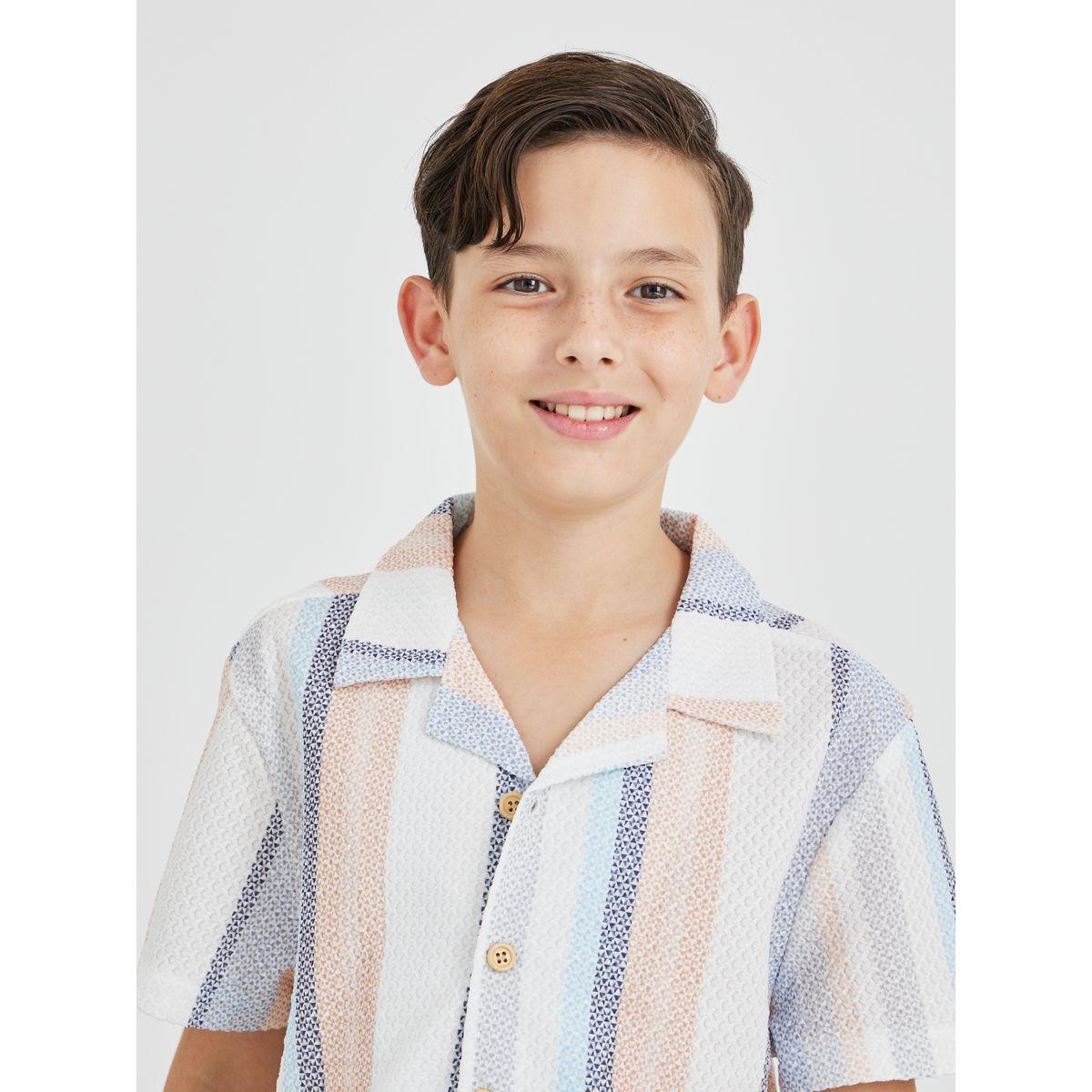 Styli Striped Buttoned Short Sleeve Shirt-boys-clothing-shirts-image-3