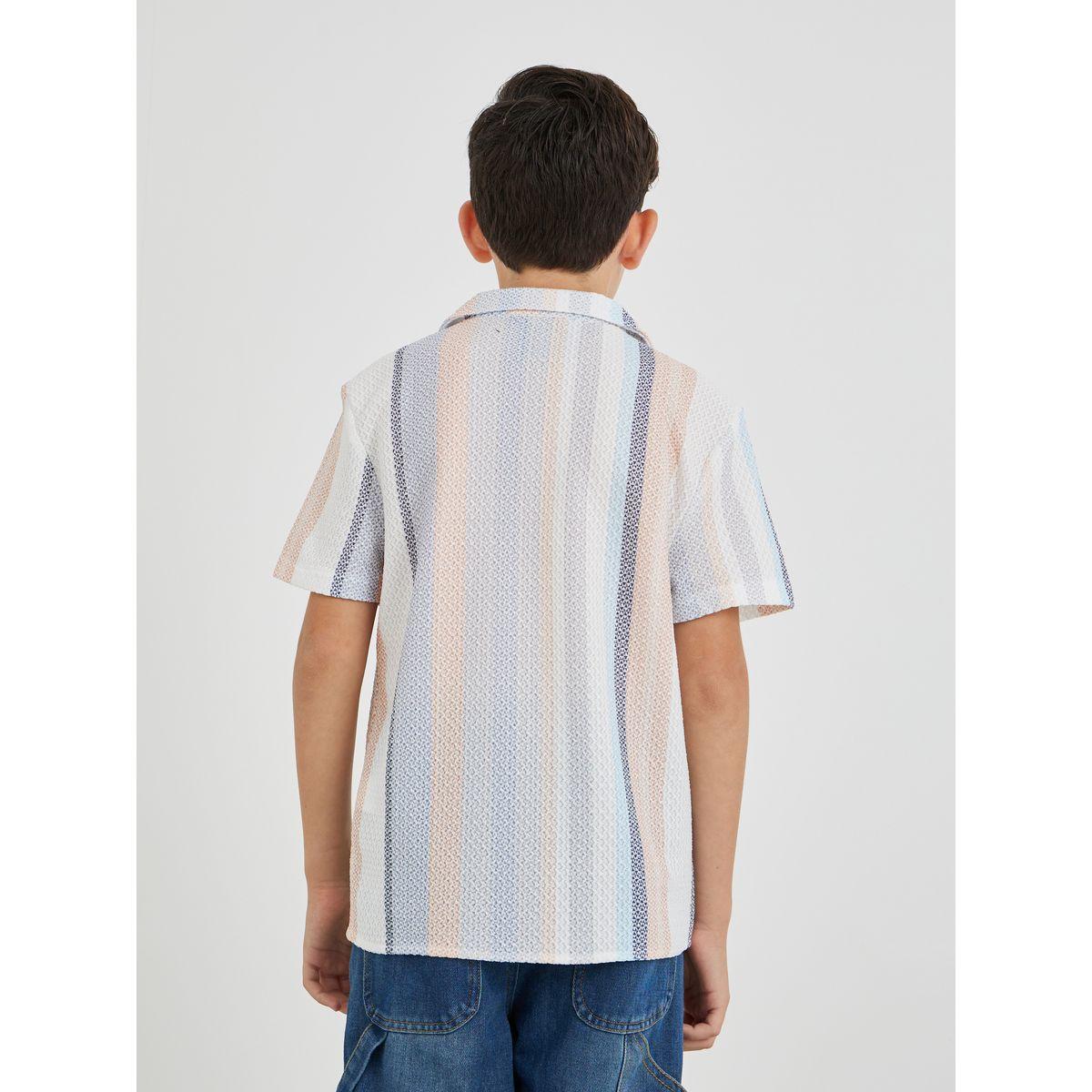 قميص مخطط بأكمام قصيرة وأزرار-boys-clothing-shirts-image-4