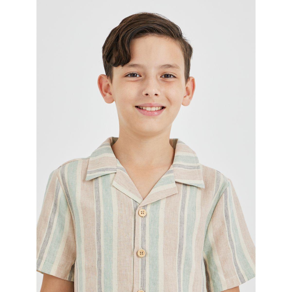 قميص مخطط بأكمام قصيرة وأزرار-boys-clothing-shirts-image-3