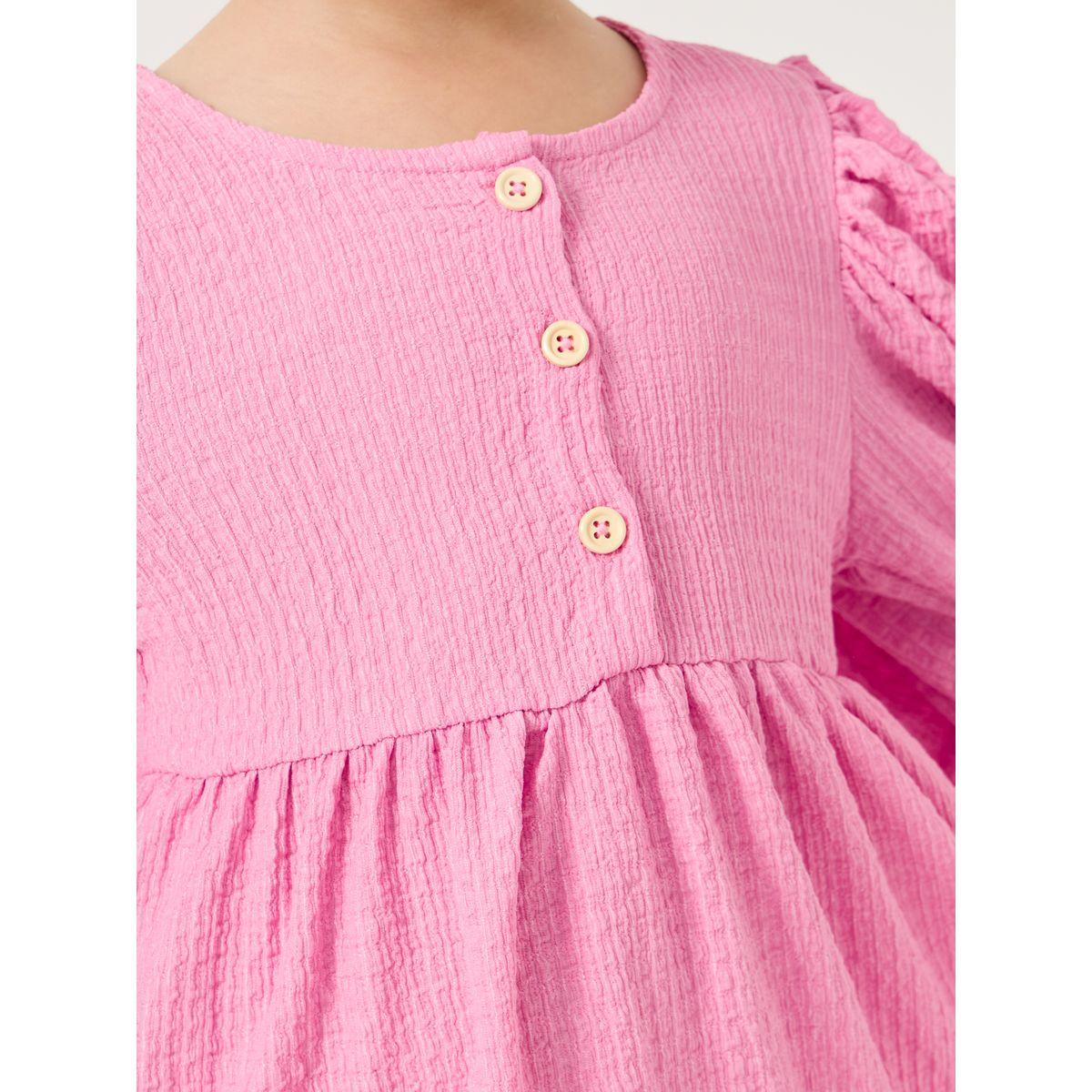 فستان بأكمام منفوخة وأزرار غلق-girls-clothing-dressesandjumpsuits-image-3