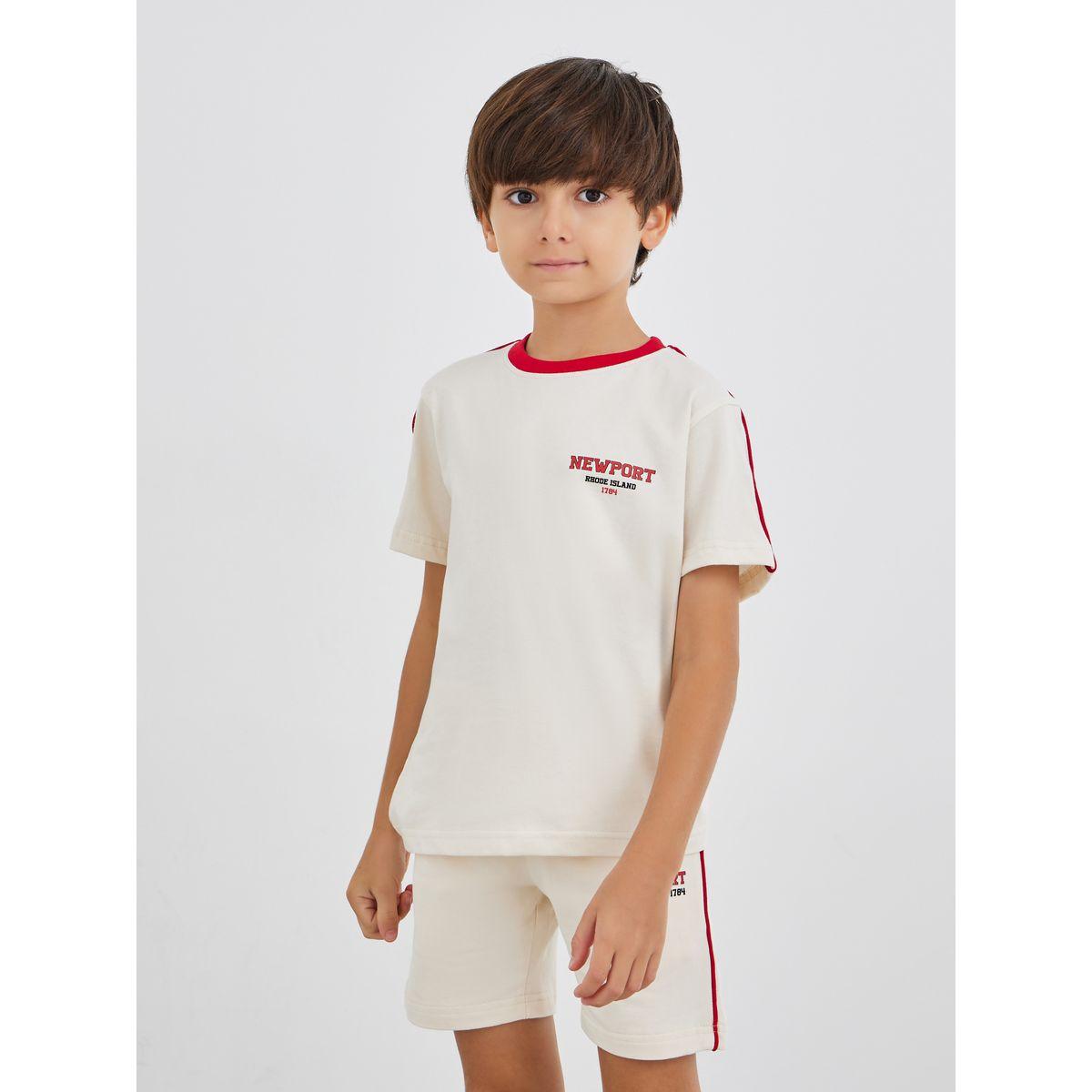 مجموعة من شورت وتيشيرت بطبعة كتابة-boys-clothing-setsandcoords-image-2