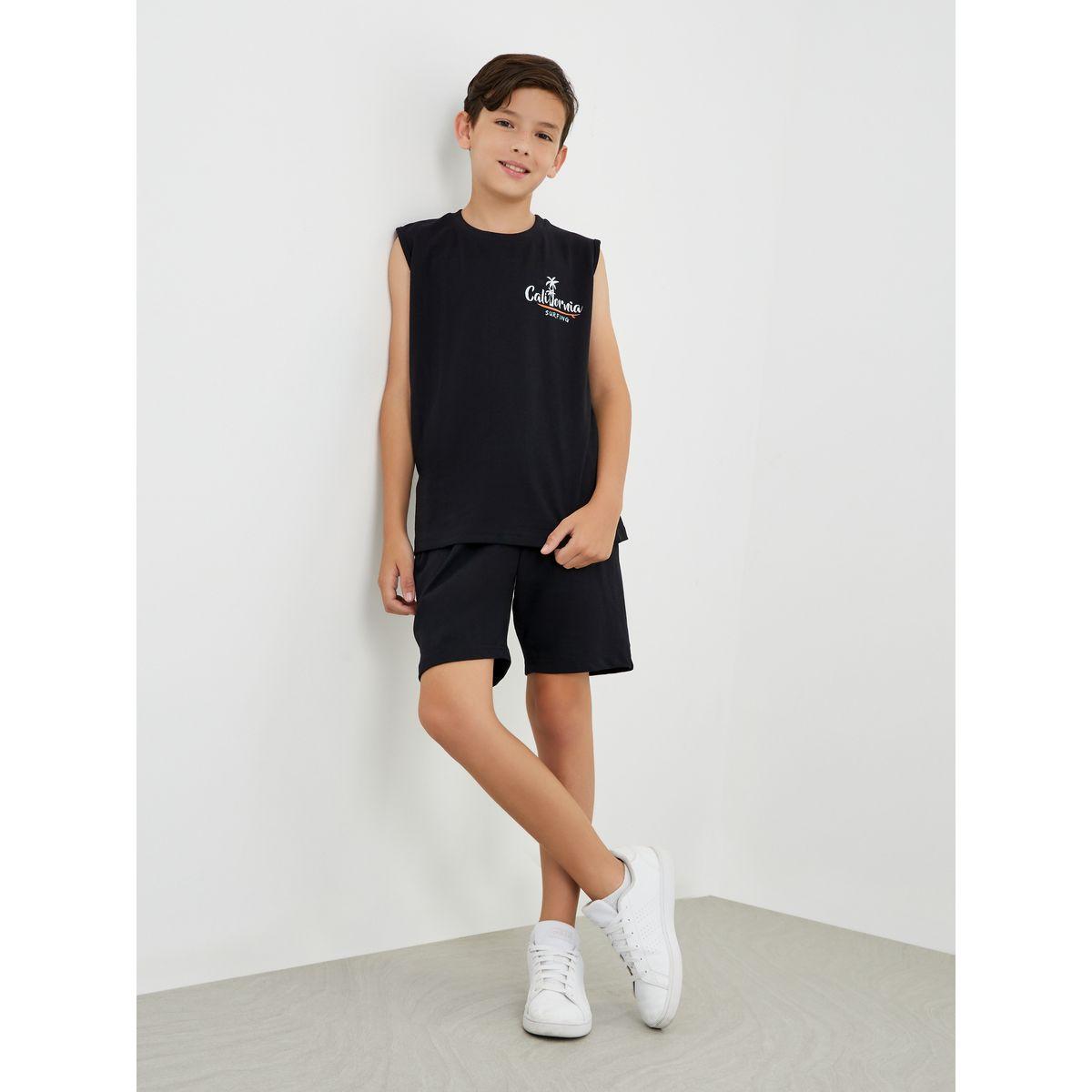مجموعة من شورت وتيشيرت كت بطبعة كتابة-boys-clothing-setsandcoords-image-1
