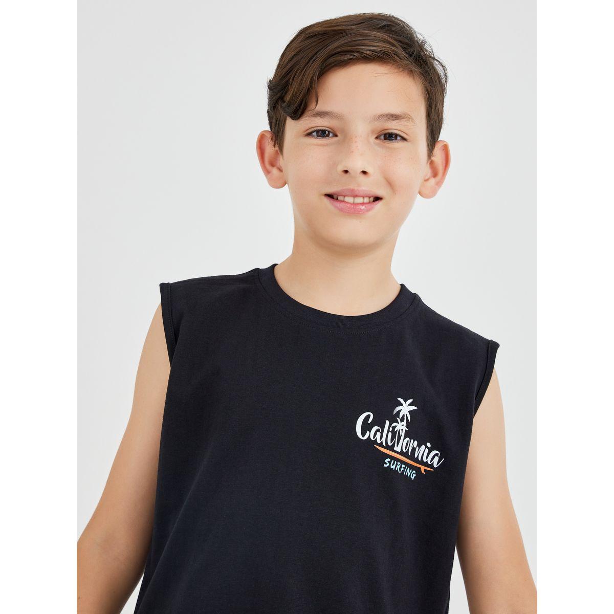 Styli Boys Slogan Print Round Neck Tank and Drawstring Shorts Set-boys-clothing-setsandcoords-image-3