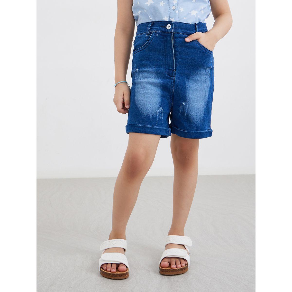 Styli Star Print Denim Shirt and Shorts Set-girls-clothing-setsandcoords-image-6