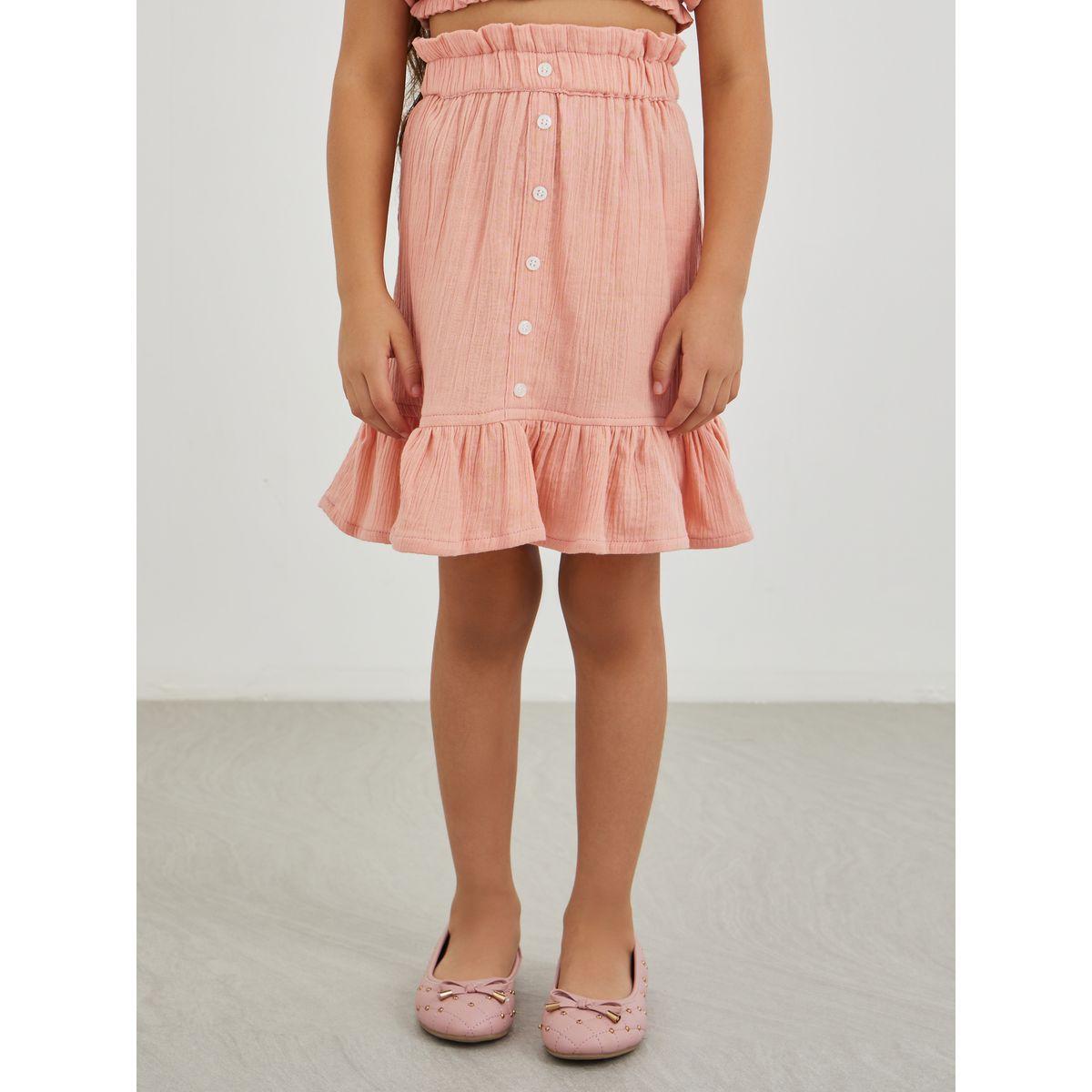 Styli Buttoned Puff Sleeve Crop Top and Skirts Set-girls-clothing-setsandcoords-image-4