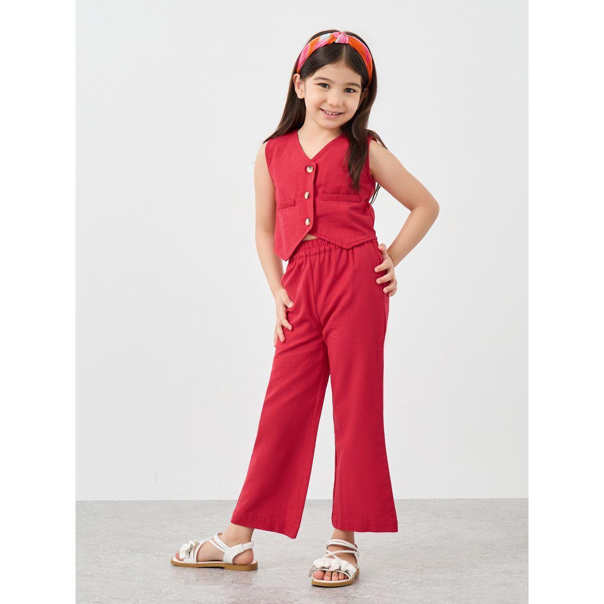 Styli Button Front Waistcoat and Pants Set-girls-clothing-setsandcoords-image-1