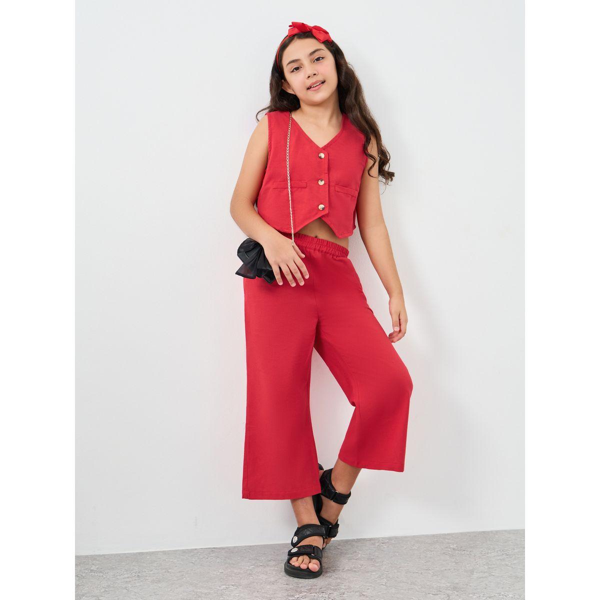 Styli Red Cotton Vest and Culottes Set-girls-clothing-setsandcoords-image-1